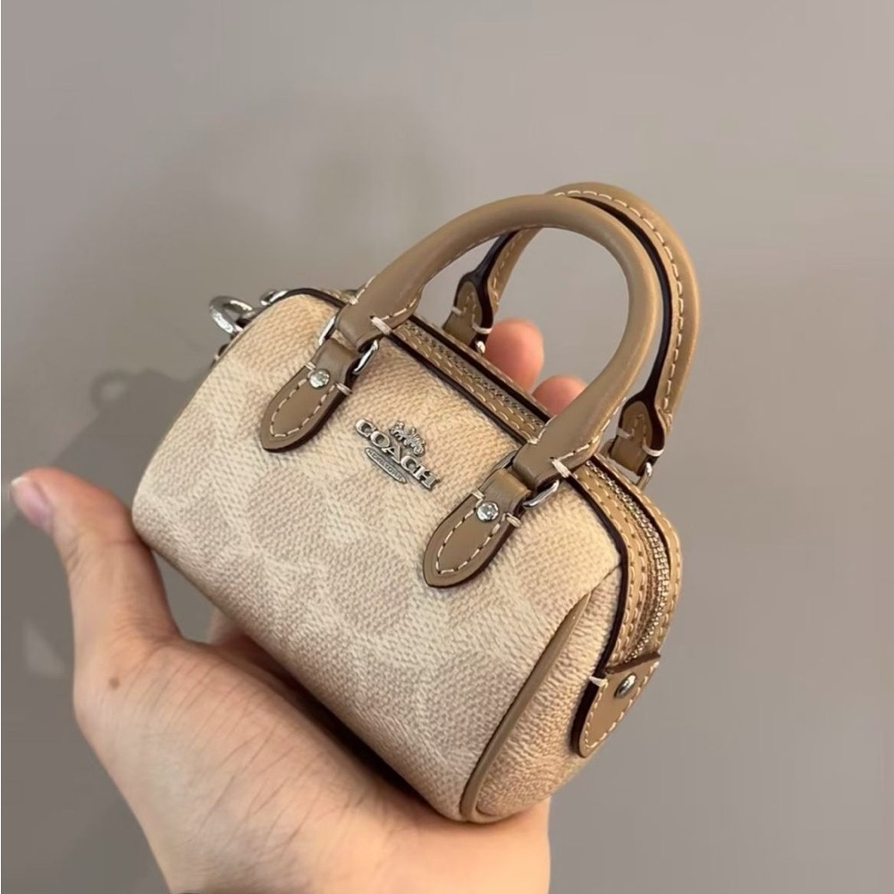 NWT COACH Mini Rowan Bag Charm Signature Canvas